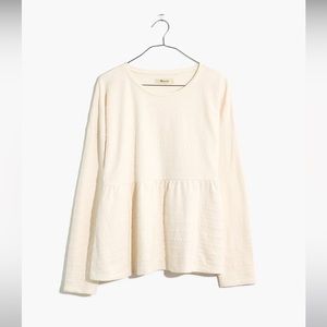 Madewell Cream Jacquard Babydoll Top Size Small